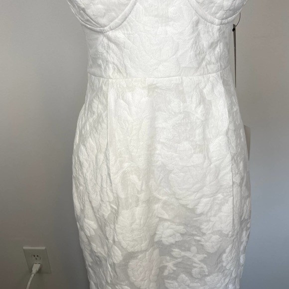 Lulu's From This Day Floral Jacquard Strapless Midi Dress In White Small New - Picture 5 of 16